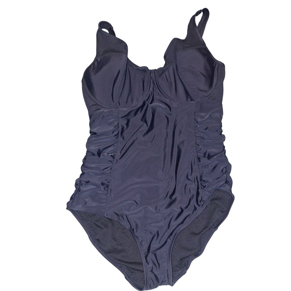 Black One-Piece WomenSwimsuit With Ruched Sides & Adjustable Straps